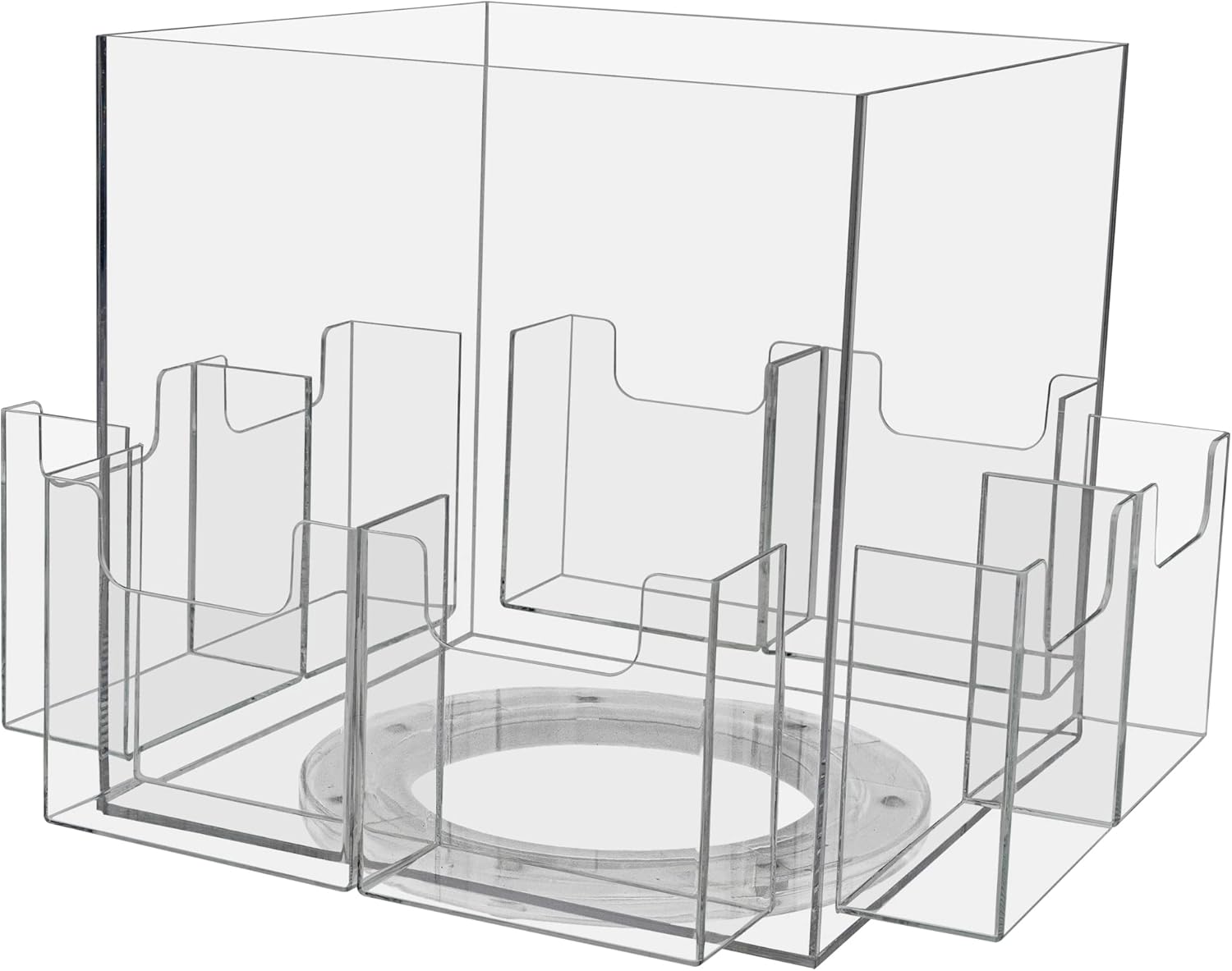 Marketing Holders 8 Pocket Trifold Holder Counter Rotating with Middle Bin Carousel Ad Display Spinner Lazy Susan Literature Display