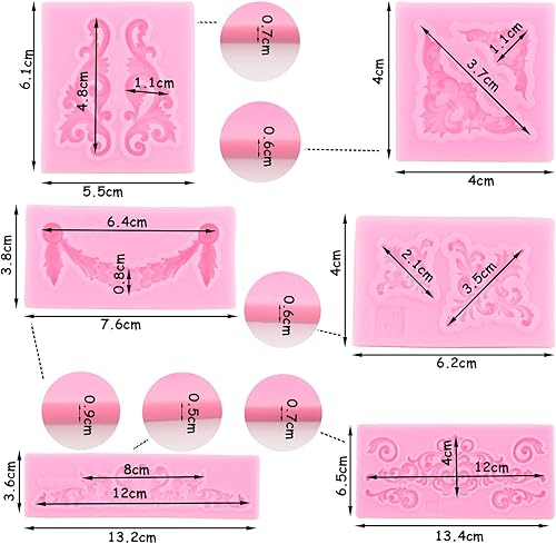 Miniatura 5 de Mujiang Moldes de fondant barrocos para fondant, molde de silicona para decoración de pasteles, decoración de cupcakes, arcilla de polímero de
