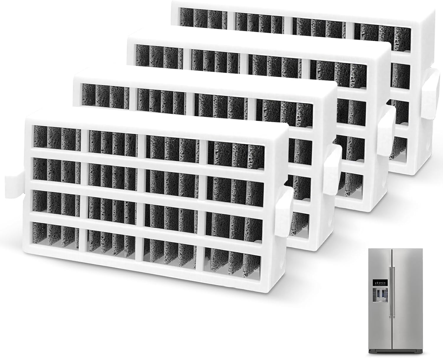 4-PACK Air Filter Replacement for Whirlpool Refrigerator WRF560SEHZ05 KRSF705HPS01 WRF560SEYM01 WRF560SEYM05 WRF560SEYM00 WRF560SFYM05 KRSF705HBS00 WRF560SEHZ03 WRF560SFYW02 WRF560SEYM02 WRF560SEYW04