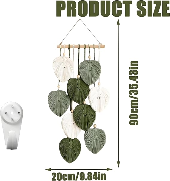 Bssowe Wall Decoration Craft Background Wall Decoration Boho Tapestry with Wooden Beads and Green Macrame Wall Hanging Outdoor for Living Room Bedroom Wedding Holiday Decoration