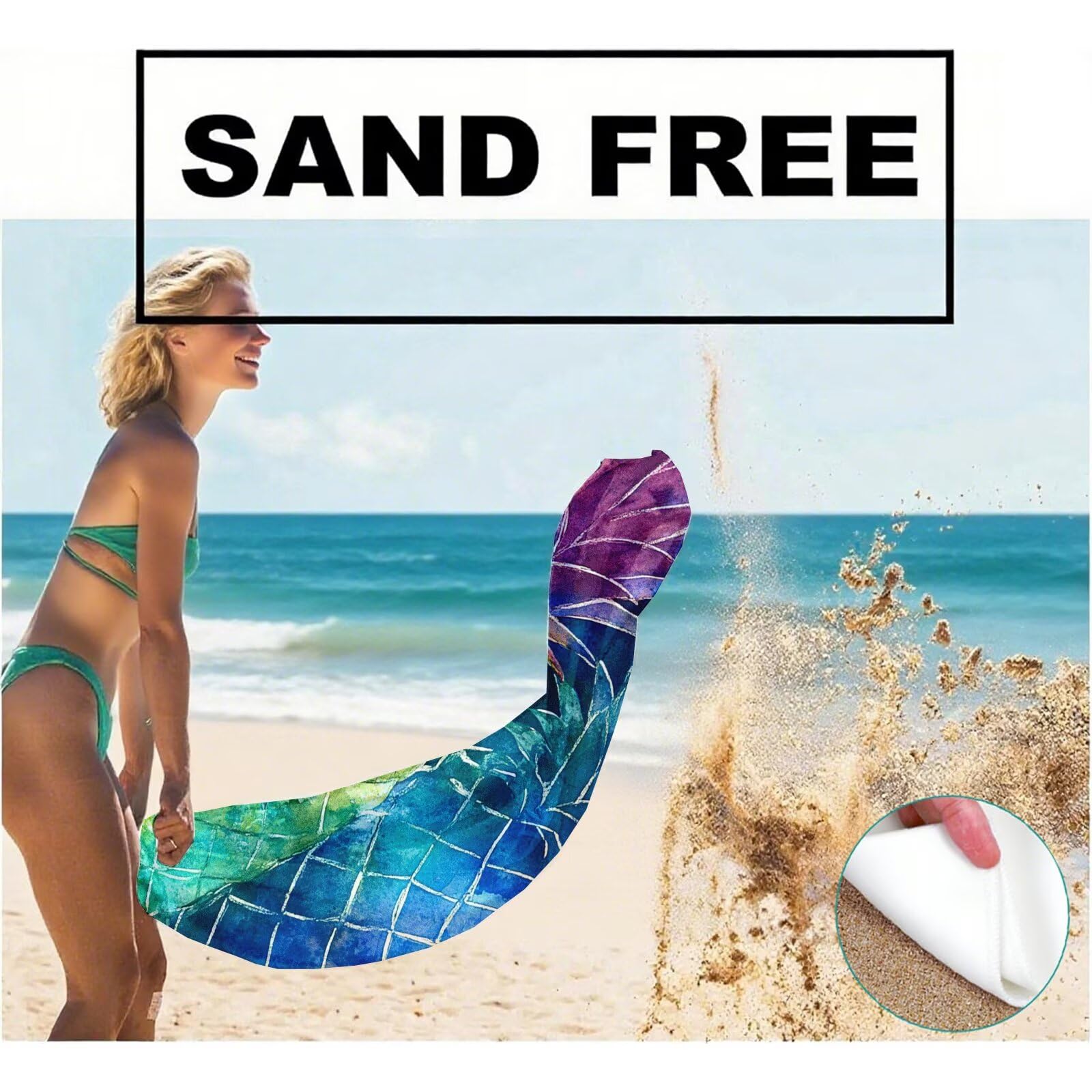 Toallas de Playa Microfibra Piña Toalla Playa Grande 100x180 cm Mujer Hombre Secado Rápido Absorbente Toallas Gimnasio Suave Sin Arena Ligera Toalla Microfibra para Playas Piscina Viajes Camping Q-639