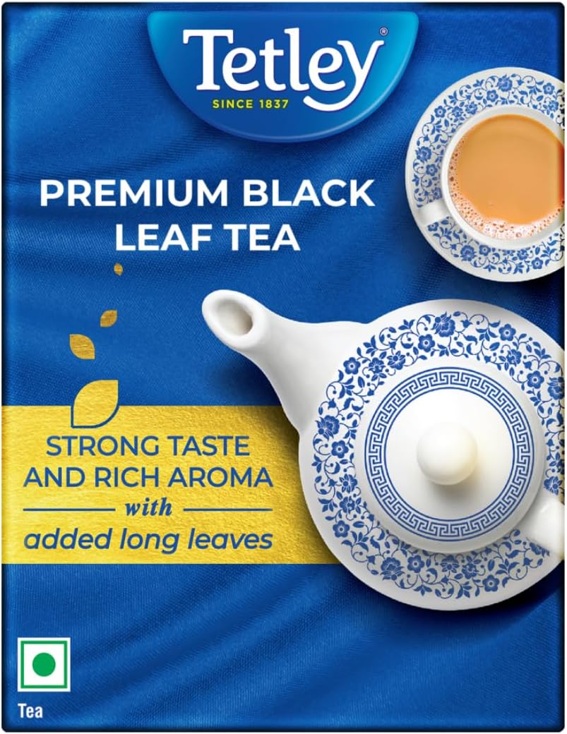 Tetley Premium Black Leaf Tea | Strong Taste and Rich Aroma with added long leaves, 500g