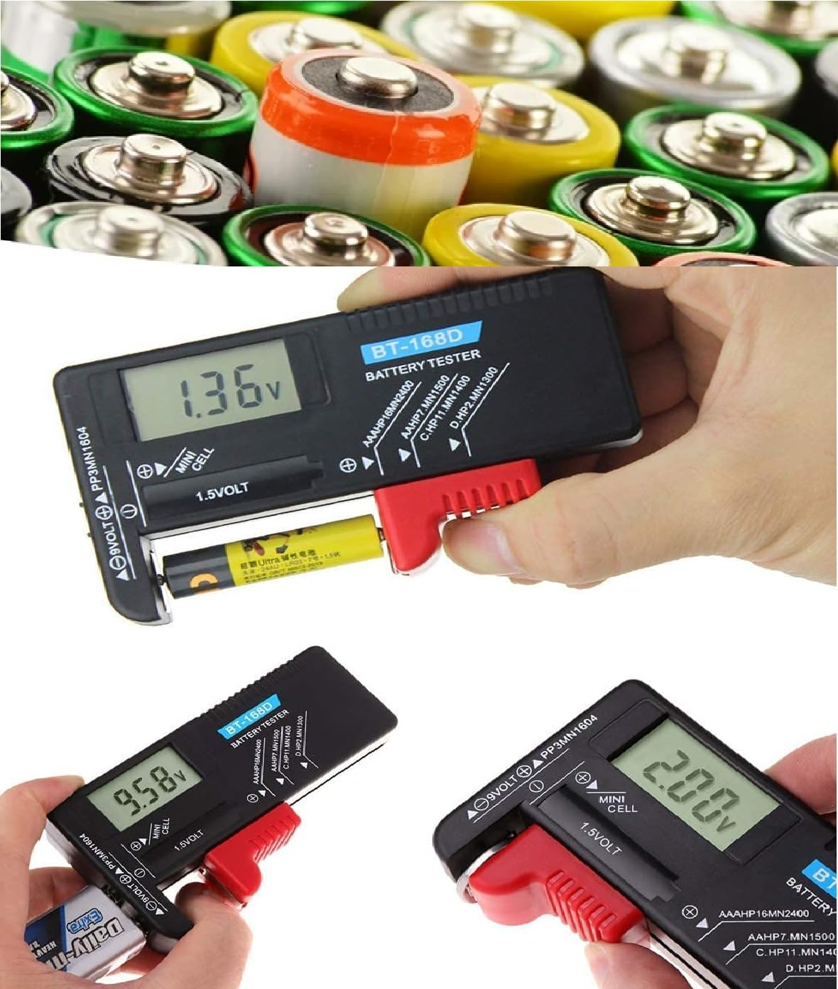 SWOPPLY Digital Battery Capacity Tester LCD for AA, AAA, 9V 1.5V Cell C D Batteries, Universal Digital Percentage Tester Indicator Practical Level Checker Voltage Meter Electric Qu Monitor Detector (B0DG5969NQ) Amazon Price History, Amazon Price Tracker