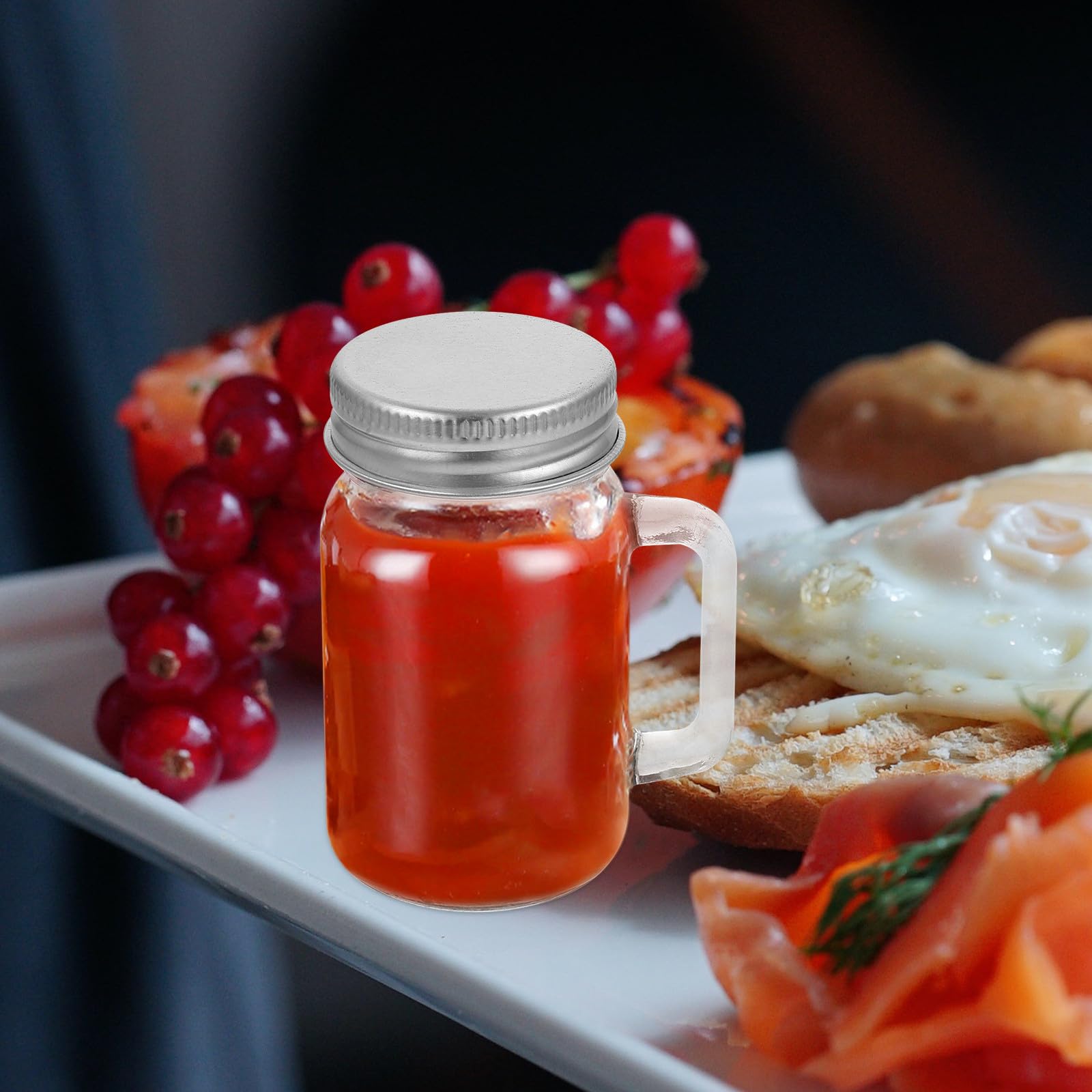 BESPORTBLE Set 16 Barattoli di Vetro Trasparente con Manico e Coperchio Ermetico 60ml, Mini Contenitori per Marmellata, Dolci e Conserve, Barattoli Sigillabili per Cucina e Conservazione