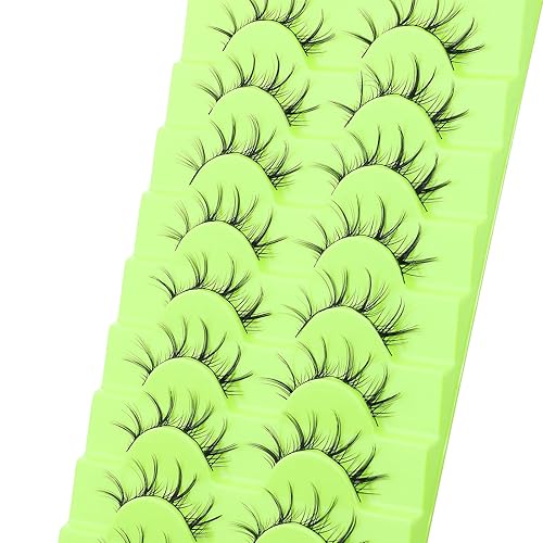 Miniatura 7 de outopen 10 pares de pestañas postizas de aspecto natural, delgadas, esponjosas y naturales (A04, pestañas de manga de 10 a 0.472 in)