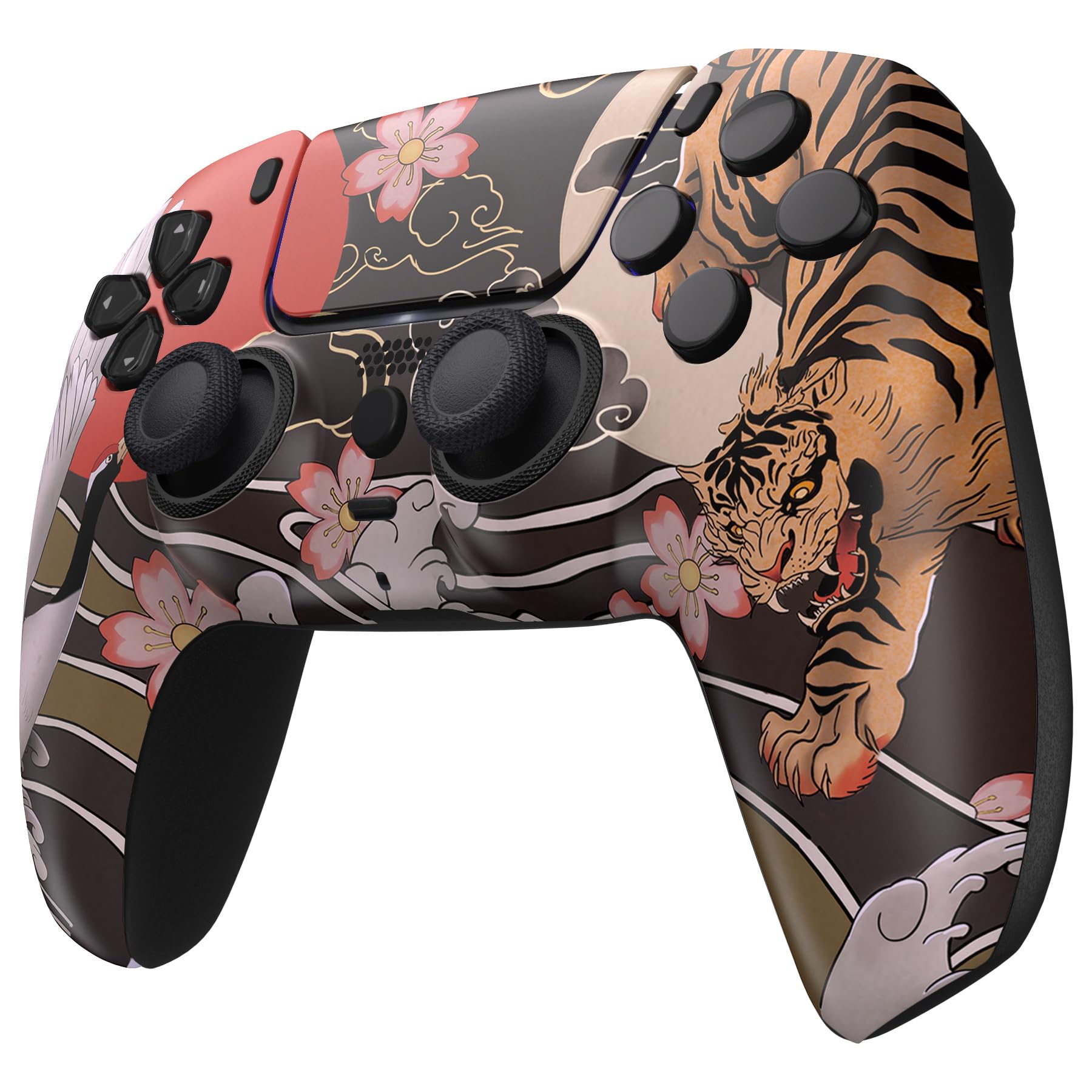 eXtremeRate Luna Cover per ps5 Controller Joystick,Shell Frontale Touchpad Ricambio,Scocca Ridisegnata&Anelli per ps5 Joypad BDM 010/020/030/040/050-Tigre e Gru