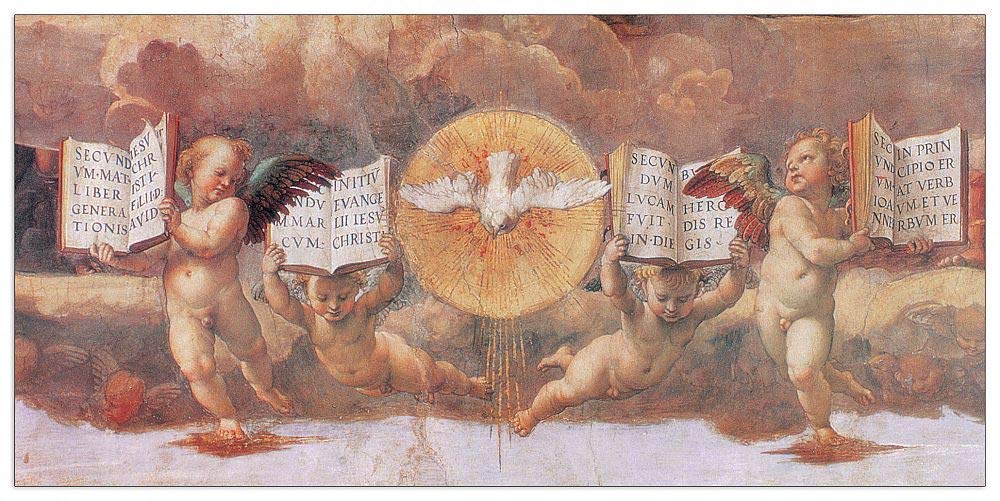 TW17351 Raffaello - Disputa dell'Eucaristia Dekorative Paneele, Holzwerkstoff, Multifarbiert, 100x48 Cm