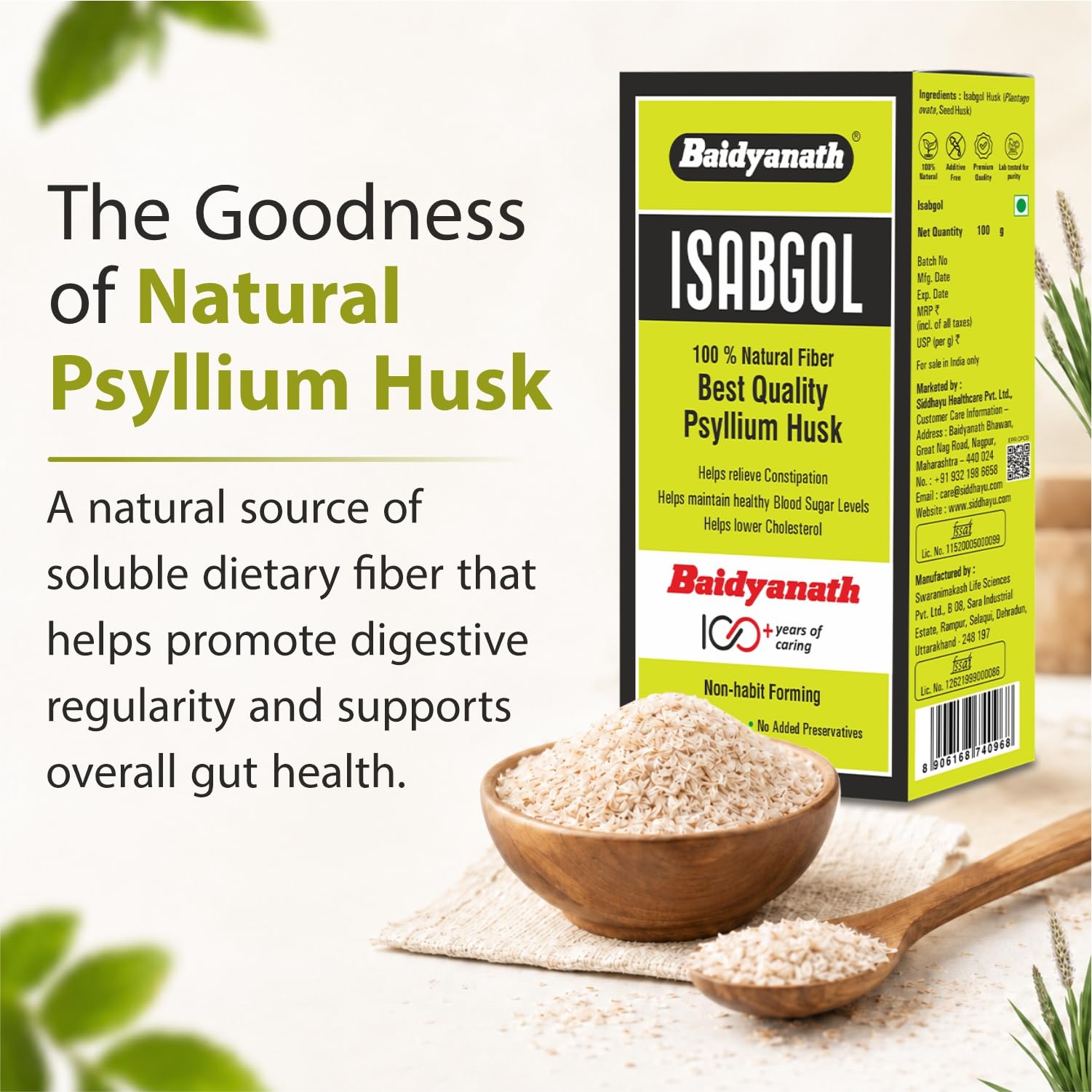 Baidyanath Asli Ayurved Isabgol, 100gm (Pack Of 2) Psyllium Husk - Rich in Fiber | Provides Effective Relief From Constipation & Bloating | Promotes Bowel Health | Non Habit Forming | 100% Ayurvedic — Amazon image 3
