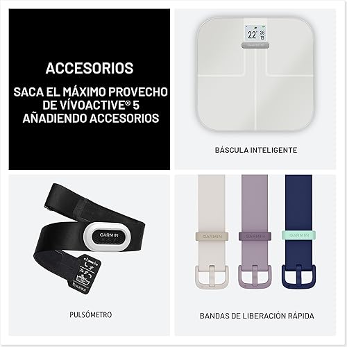 Miniatura 10 de Garmin vívoactive 5, reloj inteligente GPS de salud y fitness, pantalla AMOLED, hasta 11 días de batería, azul marino