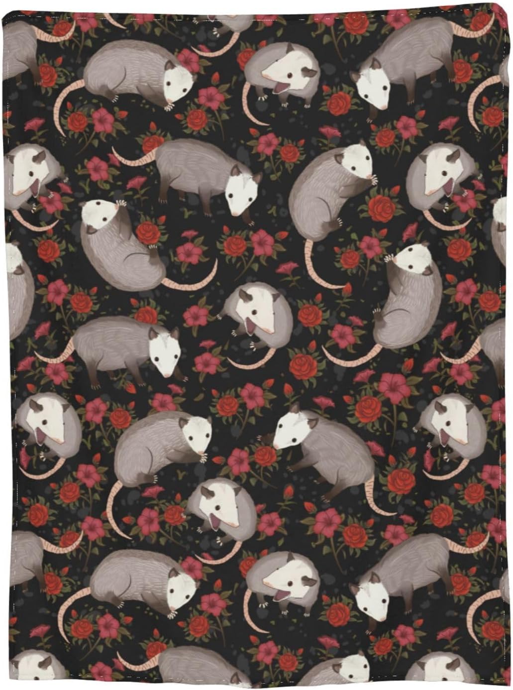 Possum Blanket Opossum Throw Blanket Opossum Lovers Gift Blanket for Boys Girls Flowers Possum Stuffed Animal Blanket for Sofa Bed Home Decor Christmas Birthday Gifts for Women Men Kids 60"x50"