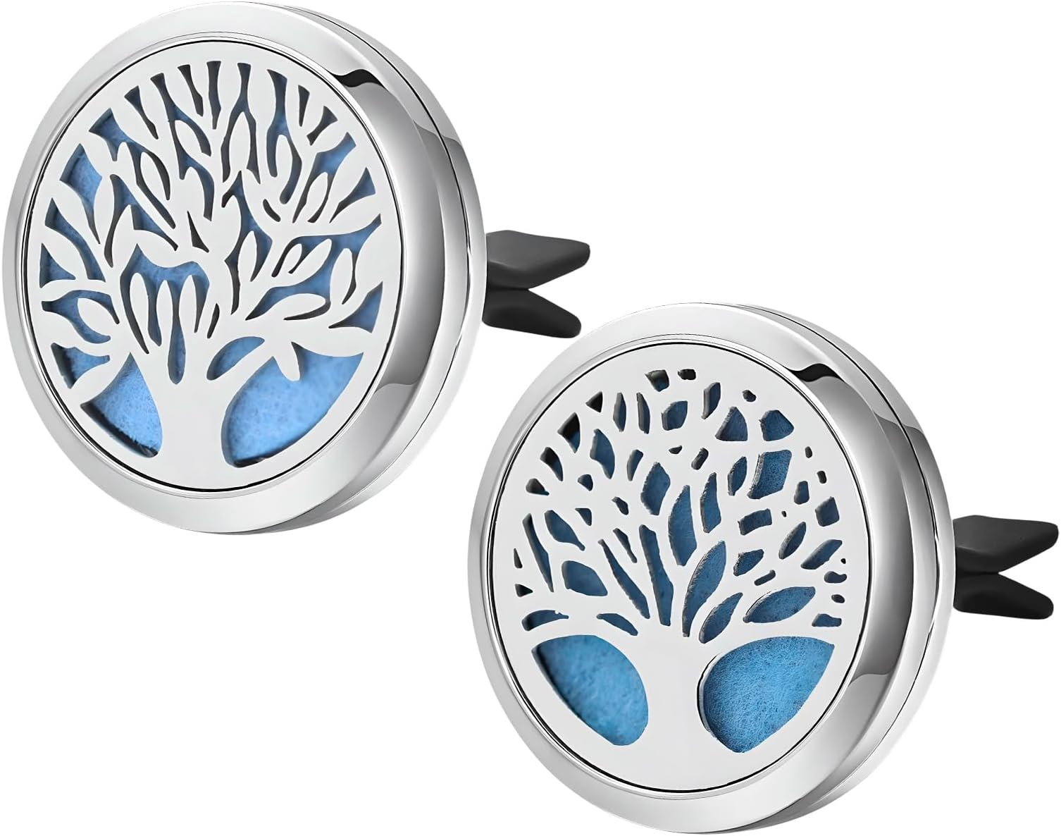 KVAEY 2PCS 30mm Car Diffuser Vent Clips, Tree of Life Aromatherapy Essential Oil Diffuser Locket with 12 Felt Pads, Stainless Steel Car Diffuser Locket Air Freshener (Style 3)