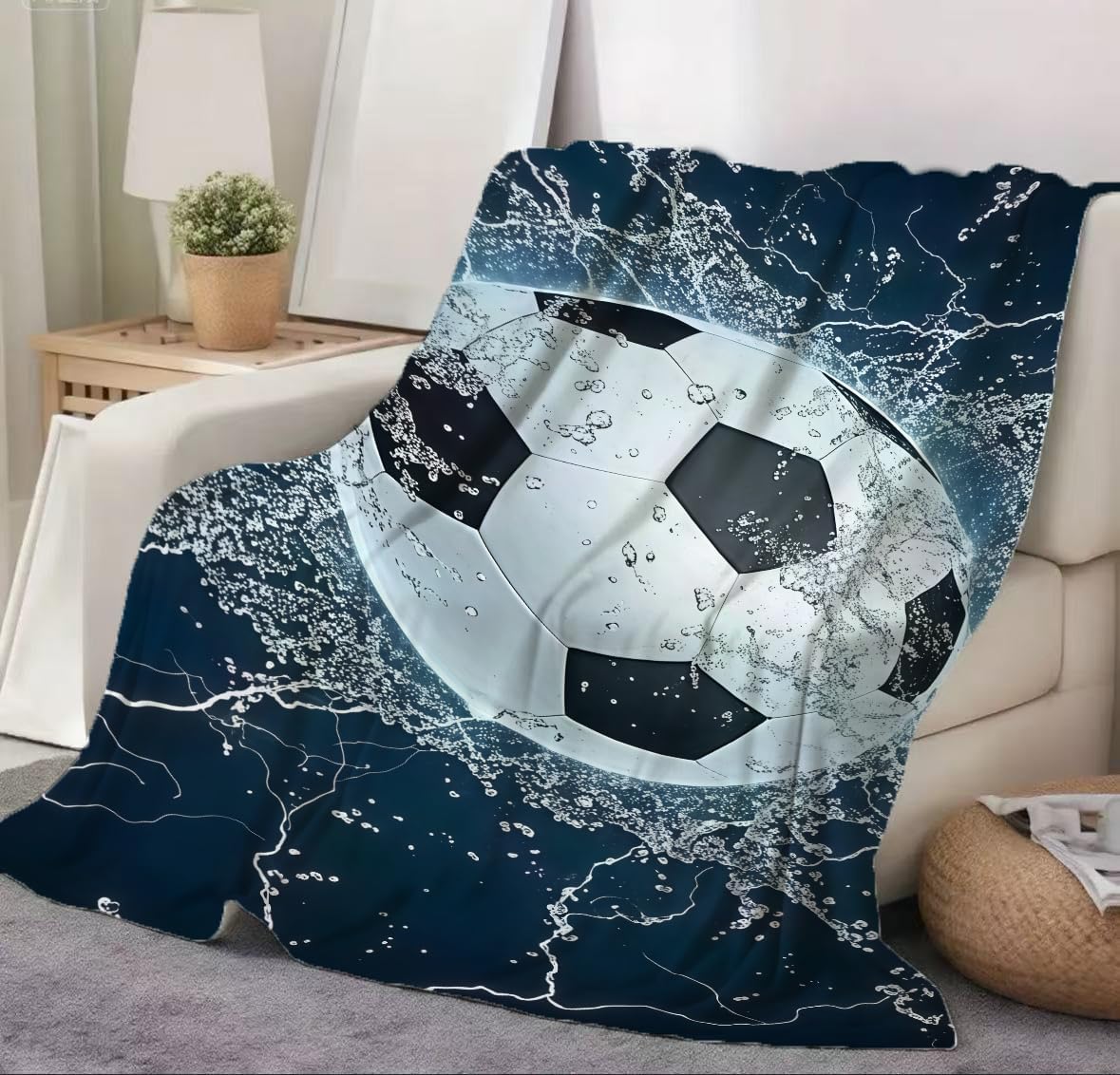 Football Blanket, Football Flannel Blankets, Kids Football Blanket, Sports Themed Youth Bedroom Decor Gifts for Boys - 150 x 100 cm (A)