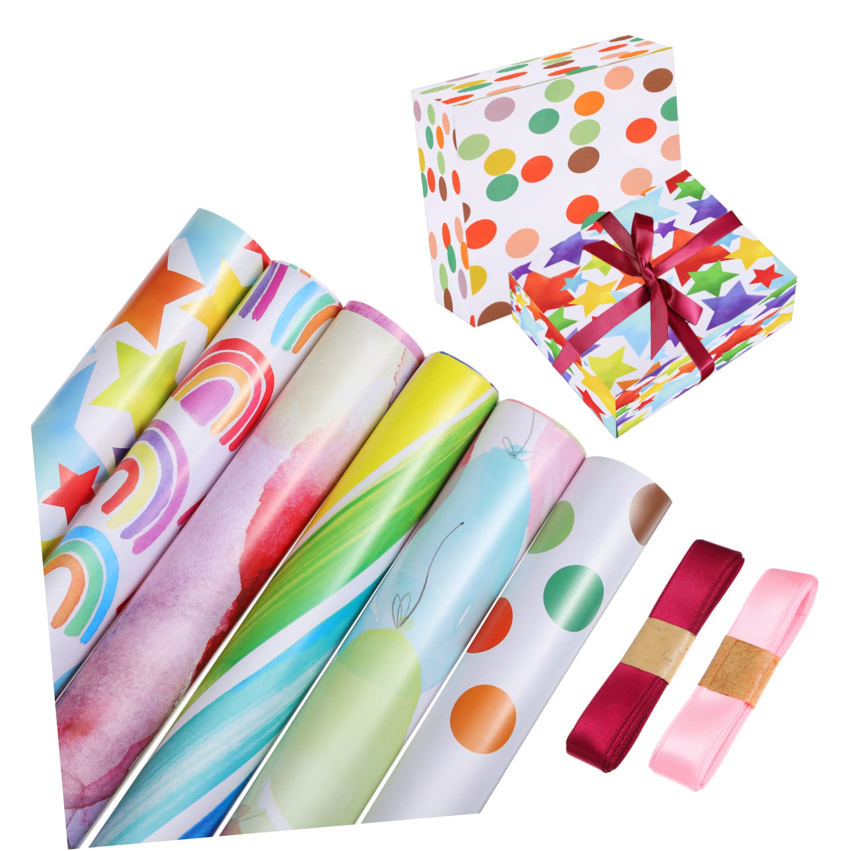 SHERCHPRY 1 Satz Teiliges Geschenkpapier für Geburtstagsfeiern mit Bändern Diy Geschenkverpackungspapier für Bastelideen für Geburtstagsgeschenke und Feiern