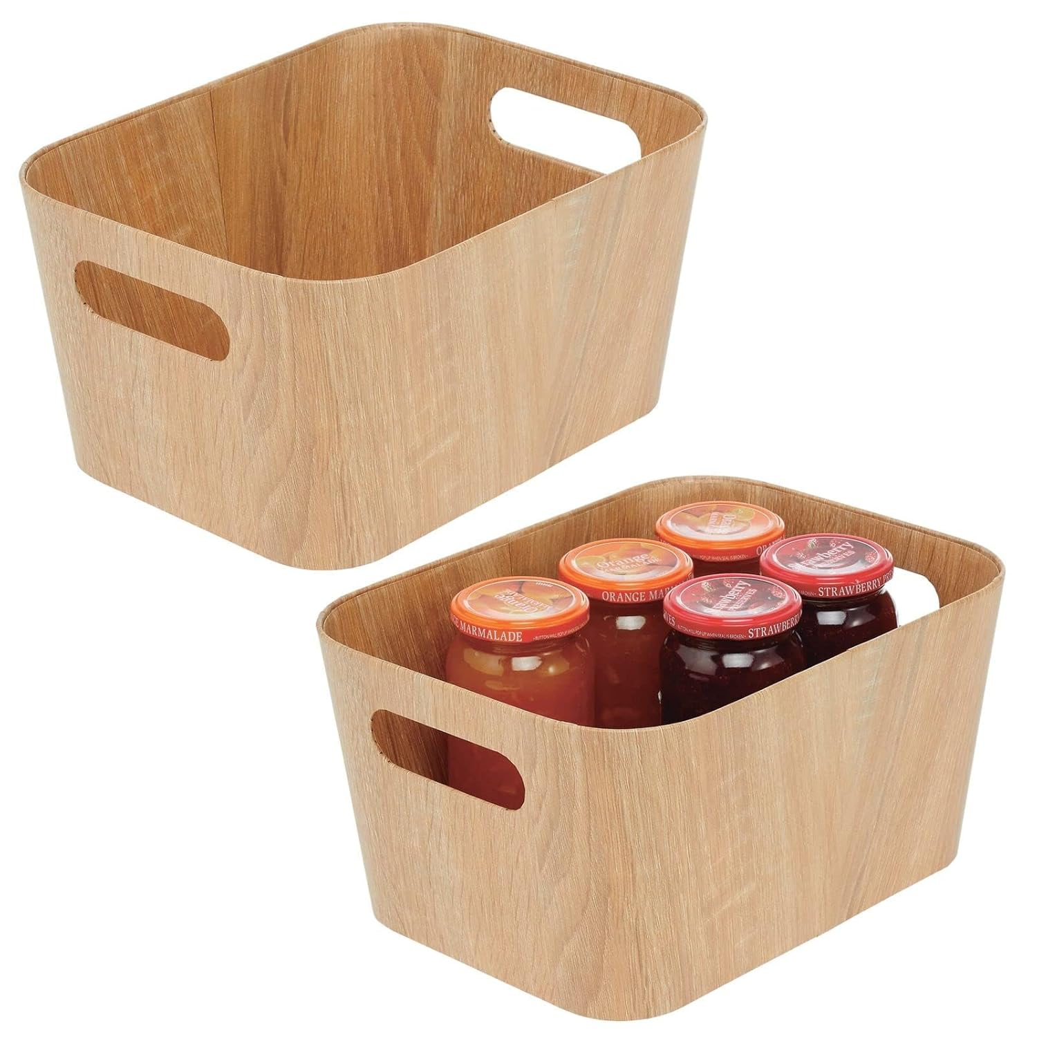 mDesign Food Storage Container Bin with Handles for Kitchen, Pantry