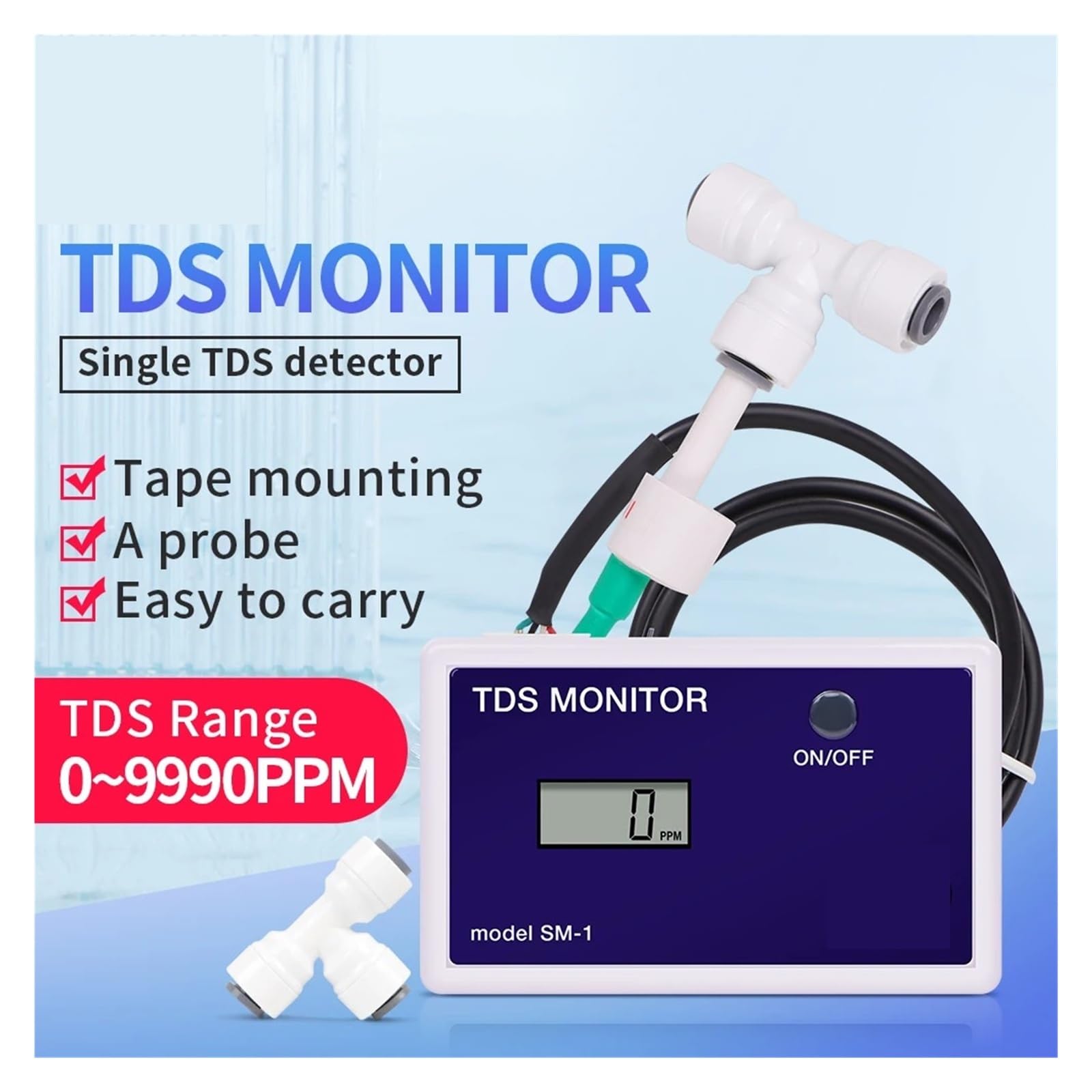 Medidor de TDS Simple y Triple SM1, comprobador de Calidad del Agua en línea, Monitor Digital de oxígeno disuelto y salinidad.