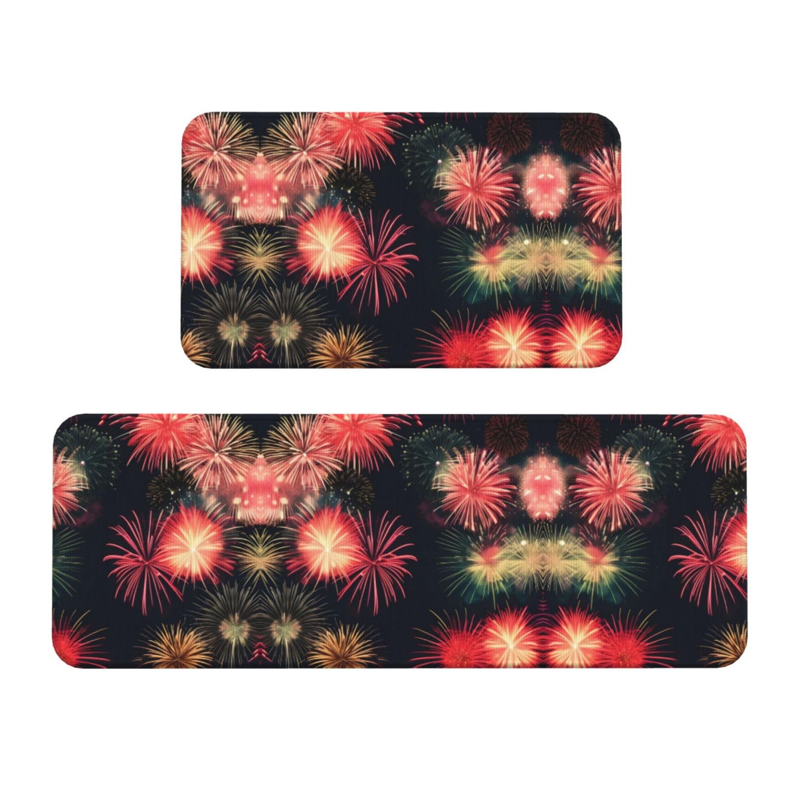Tapis de cuisine antidérapant confort avec motif feux d'artifice