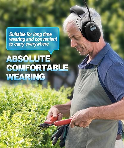 Miniatura 5 de ZOHAN EM042 Auriculares de radio AMFM con pantalla digital, protección auditiva, reducción de ruido, orejeras de seguridad, protector auditivo ultra