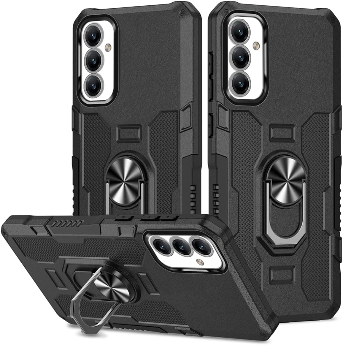 Handyh lle F r Galaxy A14 4G/Samsung A14 5G SM-A145F H lle Robuste St nderhalterung mit eingebautem Magnet-Autohalterung Sto feste Kamera Schutzh lle f r Samsung Galaxy A14 Schwarz