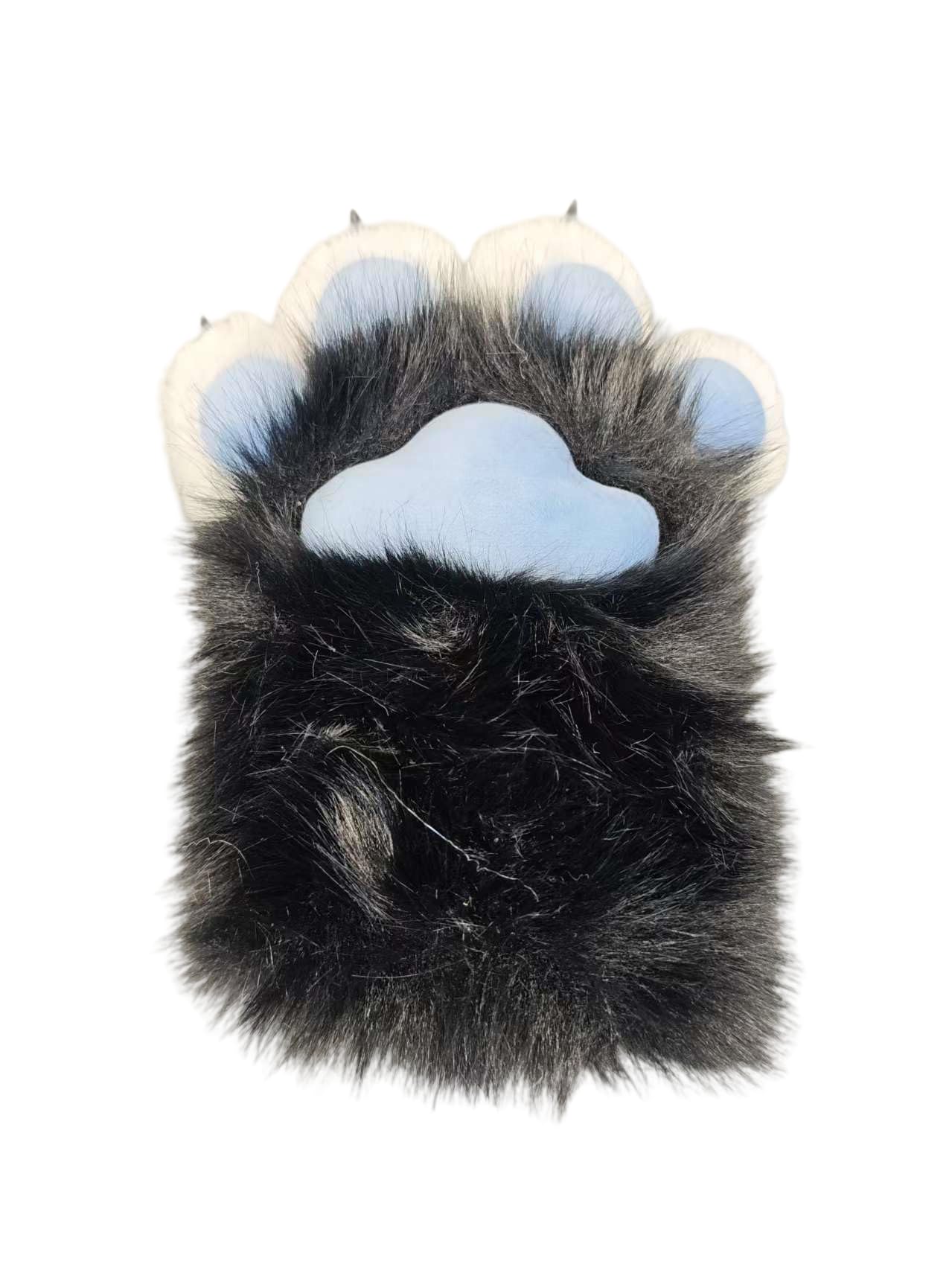 CKHOF Faux fur Furry costume Cat Claw Gloves Animal furry paws Cosplay Accessories cat costume adult (Blue&Black, one size)