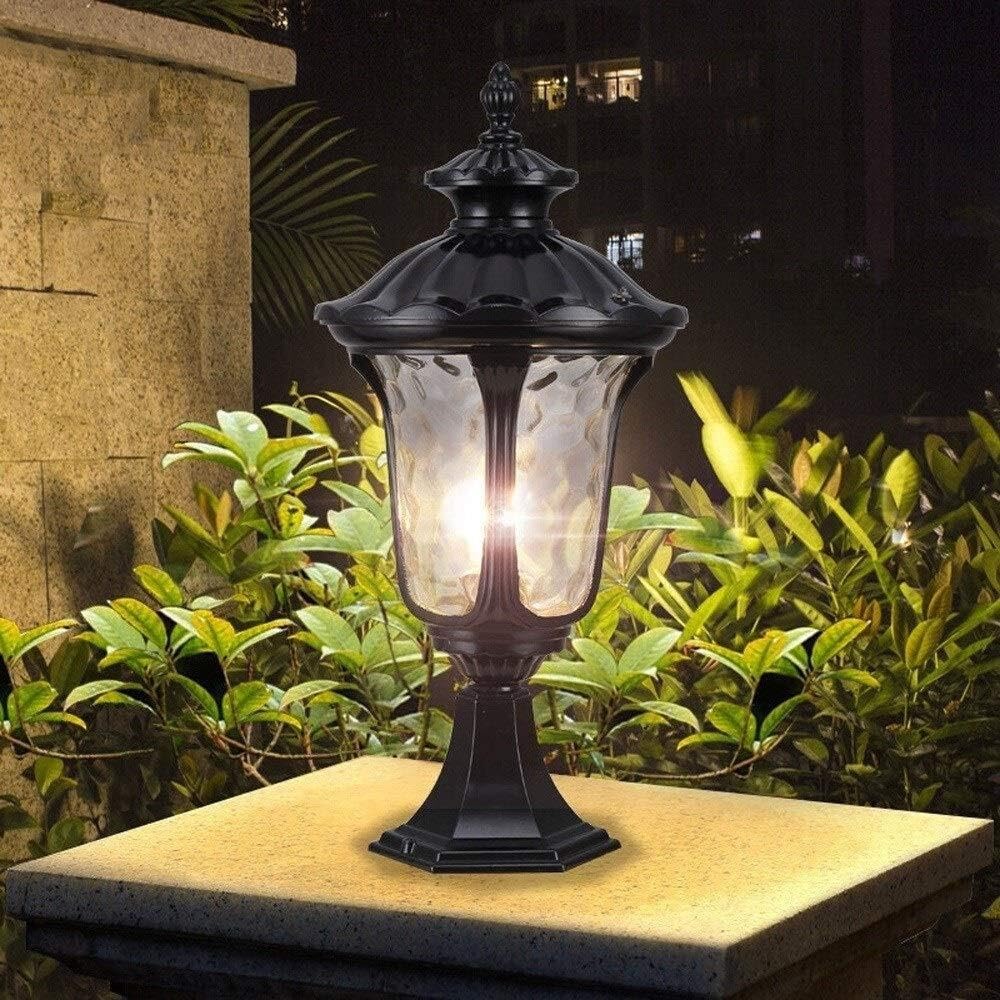 Lampa Słupki Europejskie Zewnętrzne Lampy Słupkowe Retro Aluminiowa Lampa Kolumnowa Wodoodporne Ogrodowe Dziedziniec Willi Światło Zewnątrz i Drogę(Black)