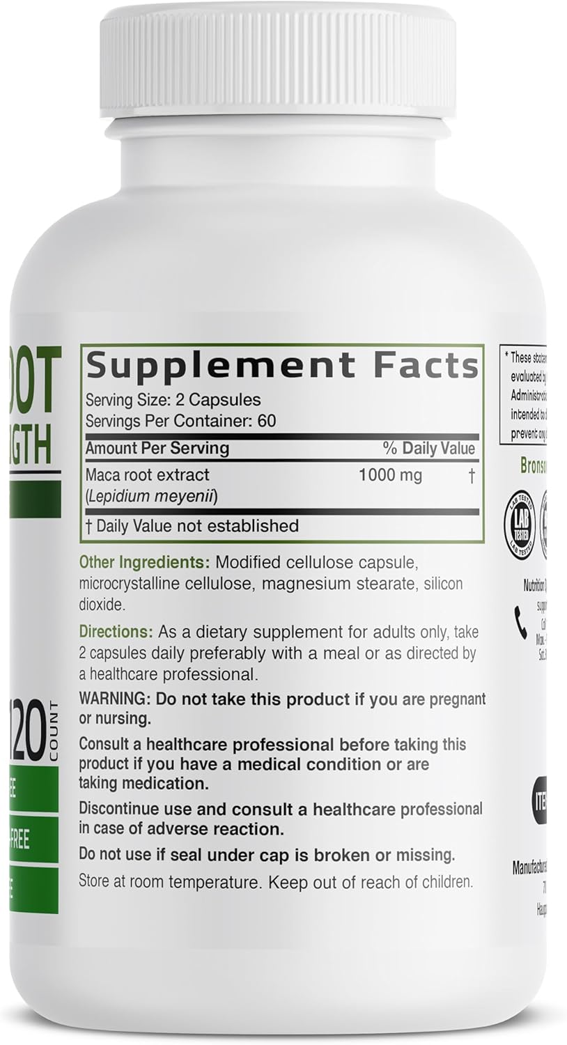 Bronson Maca Root Extra Lepidium Meyenii, Non-GMO, 120 Vegetarian Capsules - Image 2