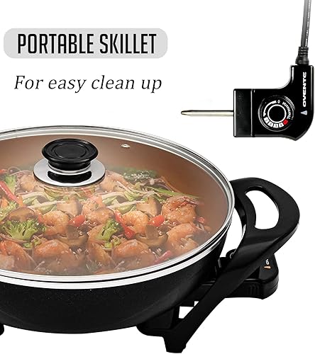 Miniatura 5 de Sartén eléctrica antiadherente de 13 pulgadas, para freír y hornear a vapor (5 cuartos de galón, cobre)