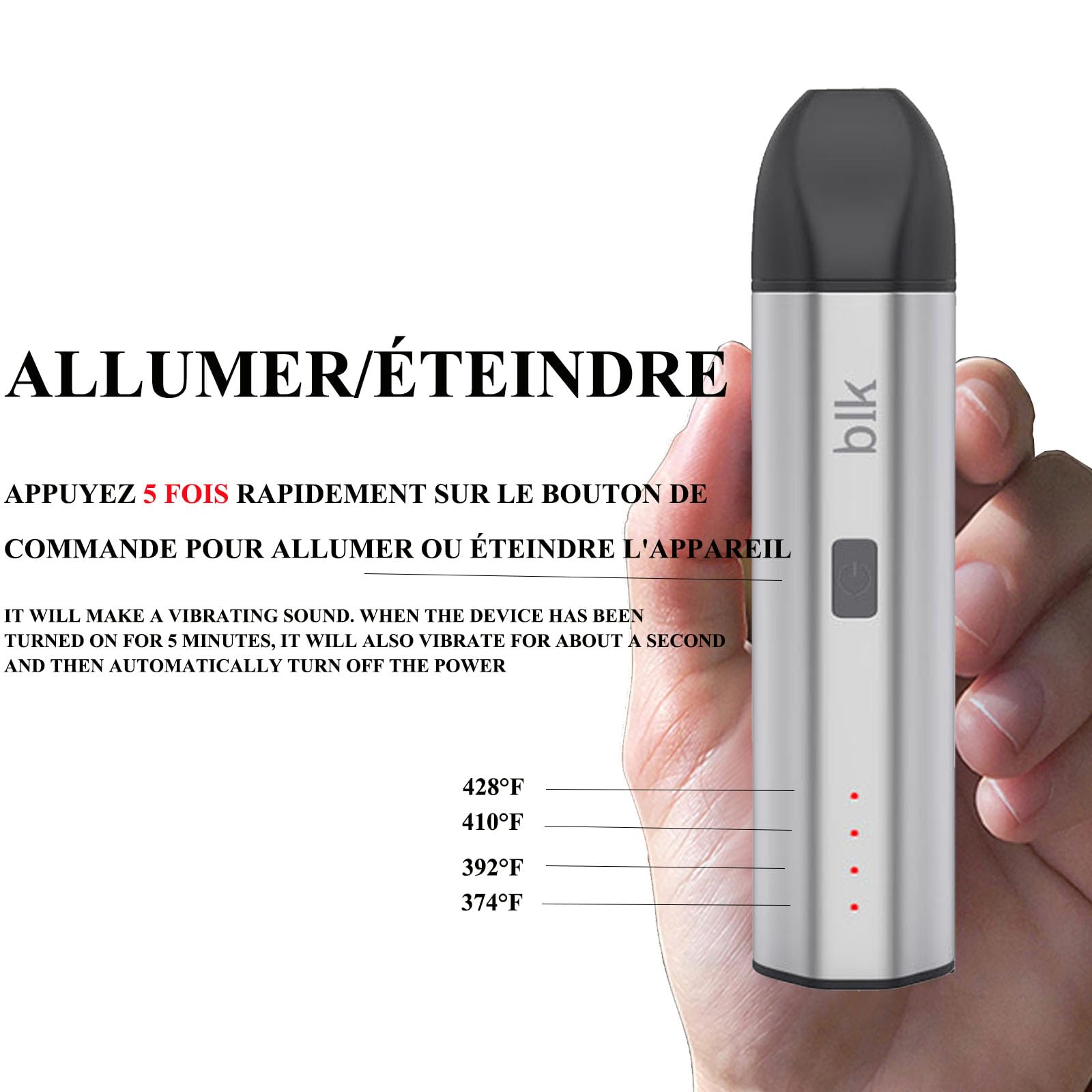 Vaporisateur d'herbes sèches pour aromathérapie, kit de vapotage, batterie 1600 mAh, vaporisateur à base de plantes avec chemin d'air isolé, contrôle de la température, chambre en céramique (argent)