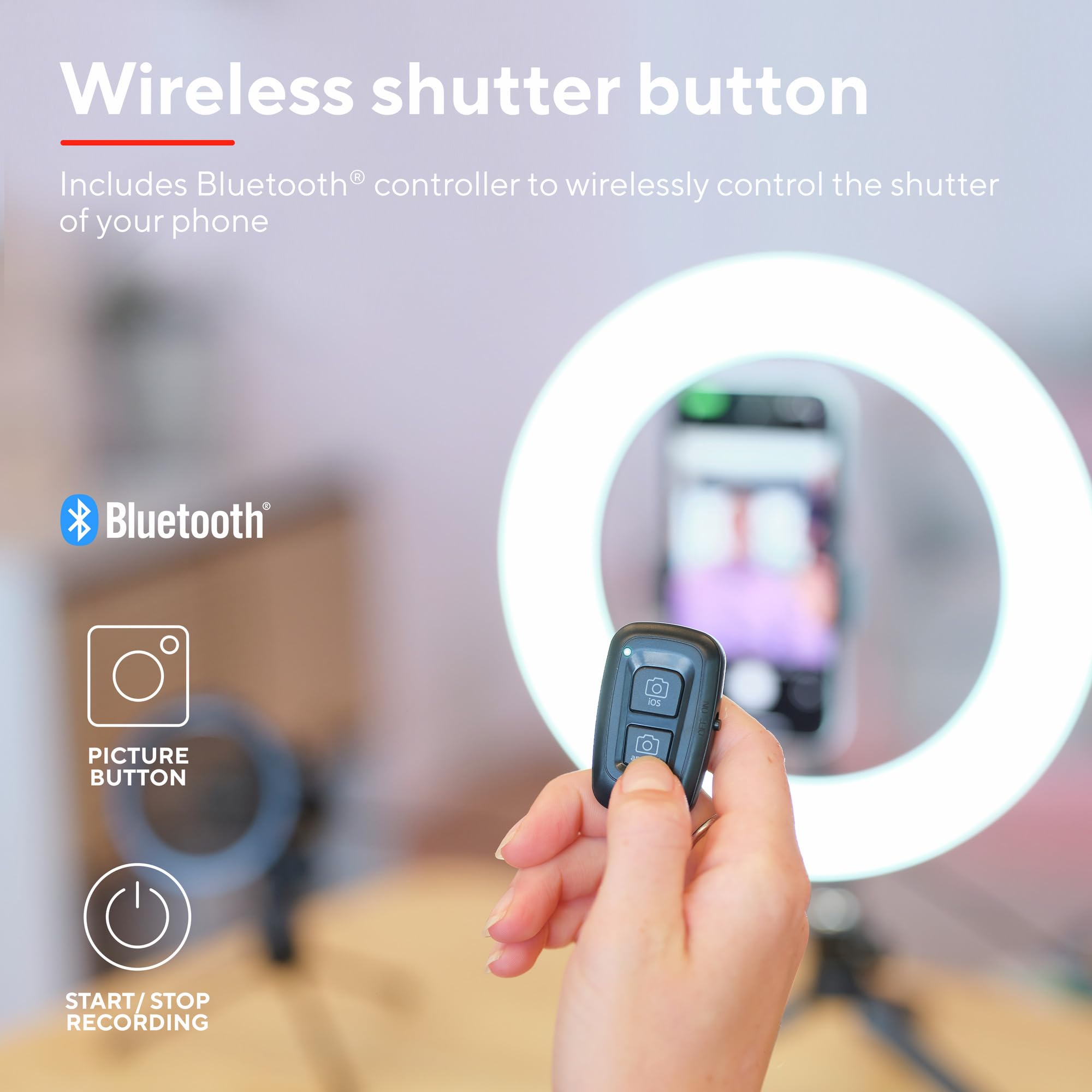Trust Maku+ Ring Light con Green Screen Pieghevole, Luce ad Anello con Treppiede e Supporto per Telefono, LED Light, Luce per Selfie, TikTok, YouTube, Live Stream, Gaming, Trucco, Fotografia, Vlog
