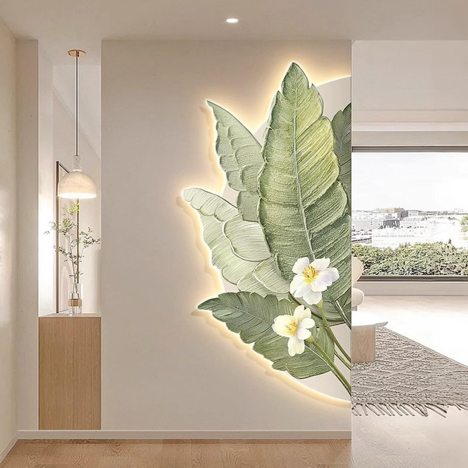 Déco lumineuse feuille de bananier pour créer une ambiance nordique dans votre entrée