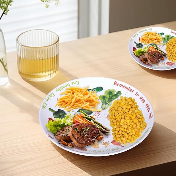 10 Portion Control Plate for Balanced Eating - Healthy Nutrition Plate for Adults and Teens - Melamine Dividers, Weight Loss (2)