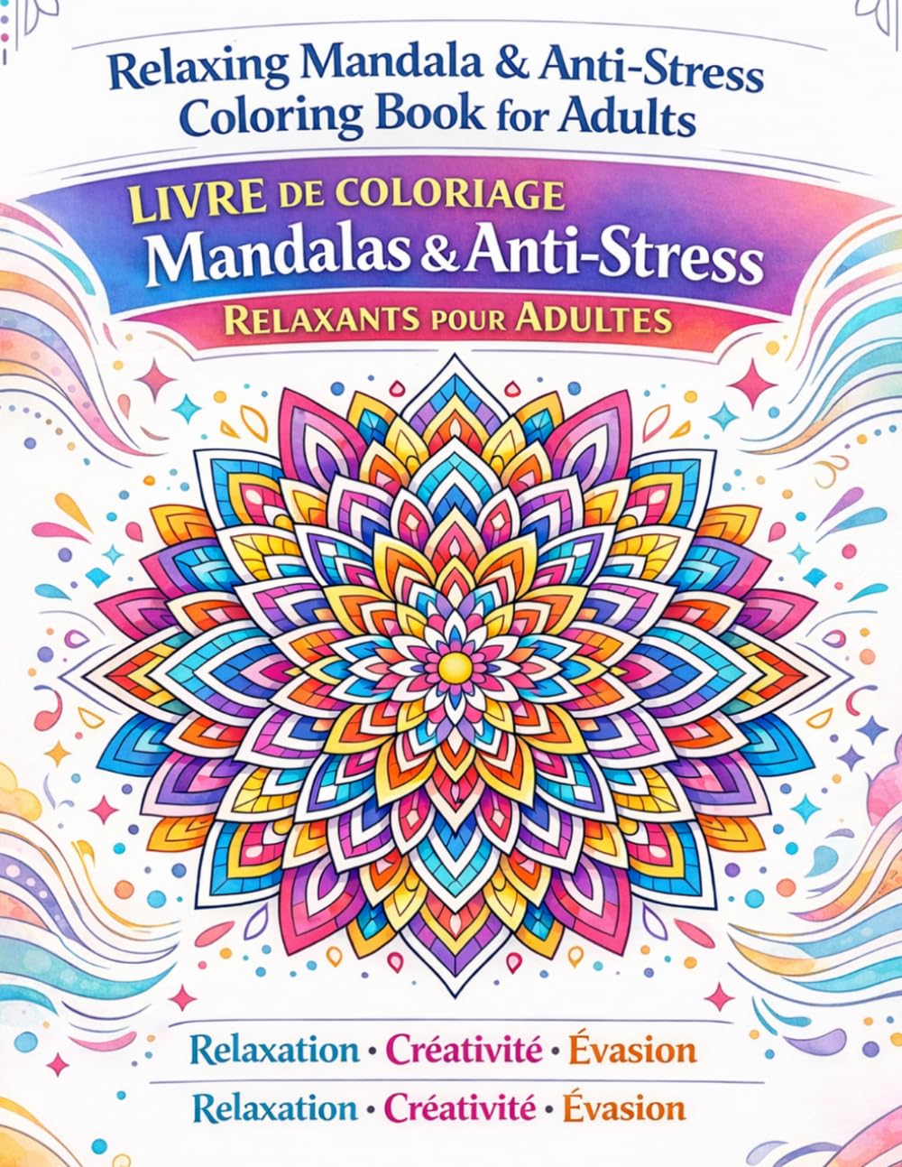 Mandala Coloring Book for Adults / Livre de Coloriage Mandalas pour Adultes – Anti Stress, Relaxation, Mindfulness & Creative Therapy: Relaxing ... / Livre de coloriage relaxant pour adultes