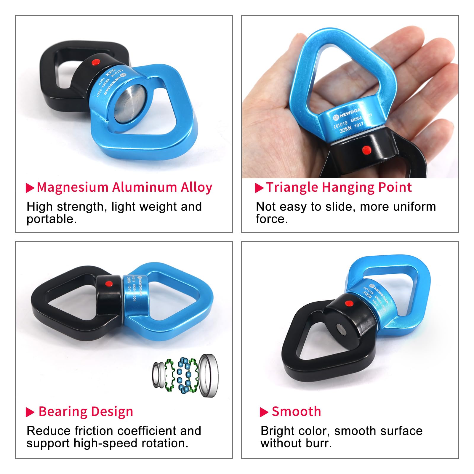 NewDoar Swing Swivel, 30KN Rotator Swing Spinner Micro Swivel Device für Swing Aerial Dance/Yoga/Schaukel/hängende Hängematte/Klettern Baumpfleger