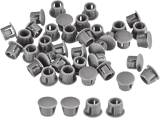 uxcell 5/16" Plastic Hole Plugs, 110Pcs Flush Type Panel Round Snap in Fastener Knockout Locking Plugs for Furniture Insert End Caps Panels, Gray