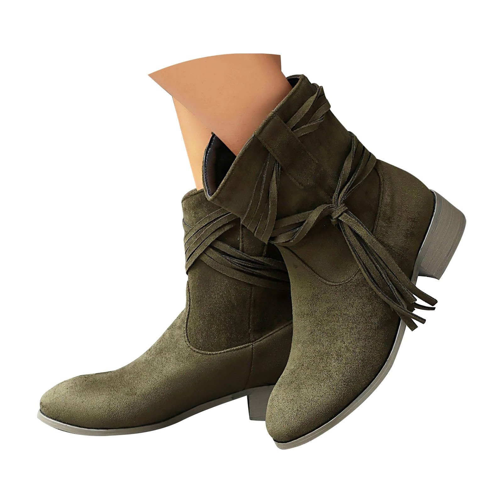 Botines De Mujer Tacón Bajo Ante Casual Oversized