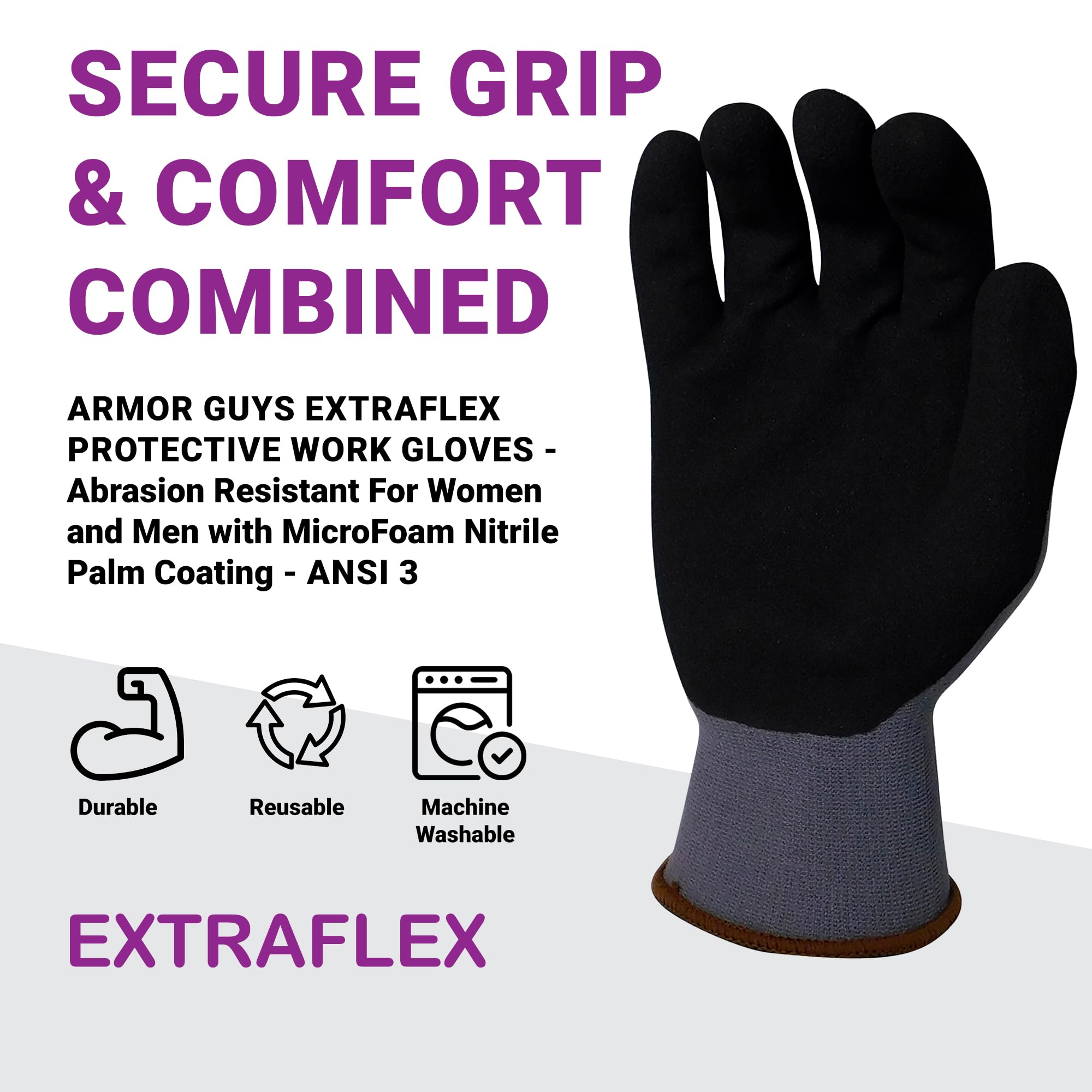 Armor Guys ExtraFlex - Guantes de trabajo protectores resistentes a la abrasión, guantes de trabajo para paisajismo, almacén, línea de montaje, talla M, 12 pares/paquete