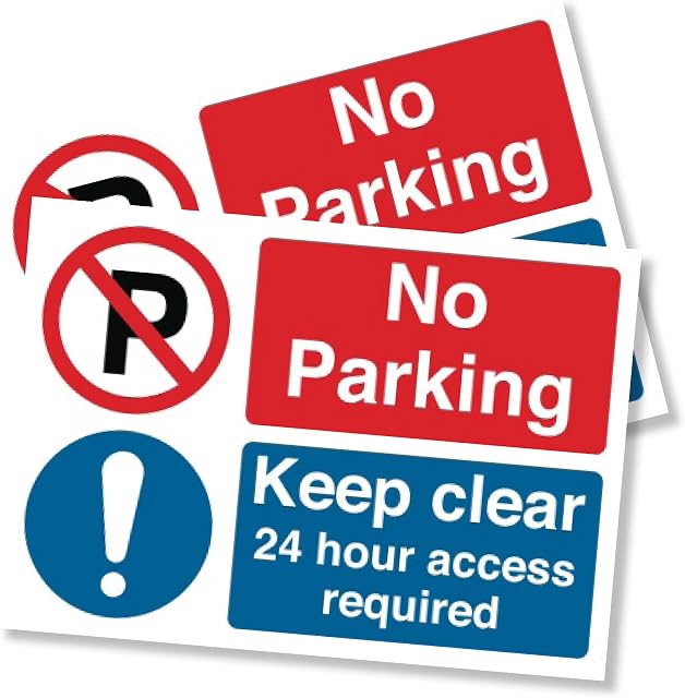 Punkcards - 2 x No Parking Keep Clear - 24 hour access required - Safety Sign - Warning Sign - A4 210mm x 297mm 3mm Correx - Outdoor or Indoor Use - Manufactured in UK