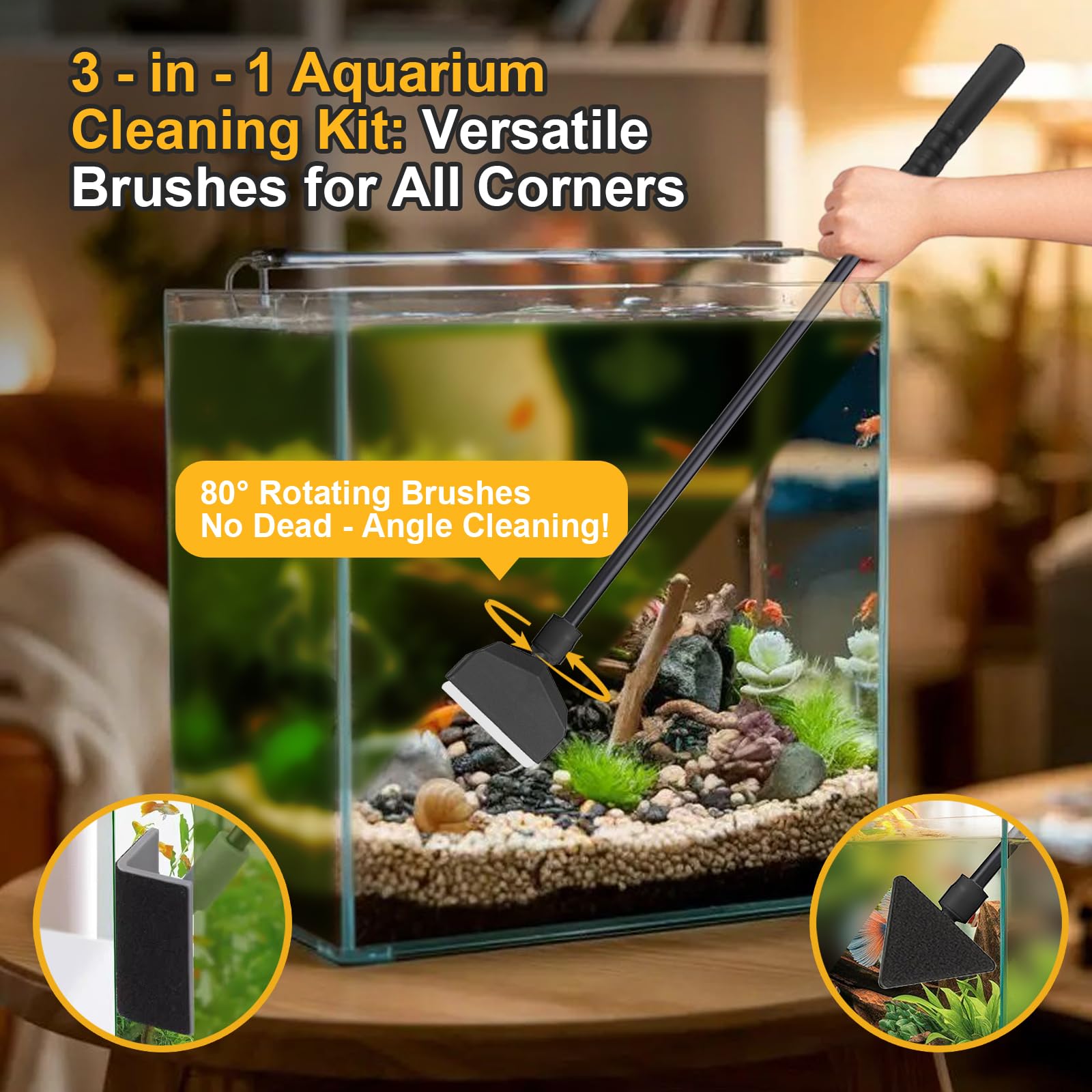 Multifunctional Fish Tank Cleaner & Gravel Cleaner Kit, Aquarium Siphon Vacuum Pump with 1m Hose, Air Bulb & 2 Lock Caps - Image 3