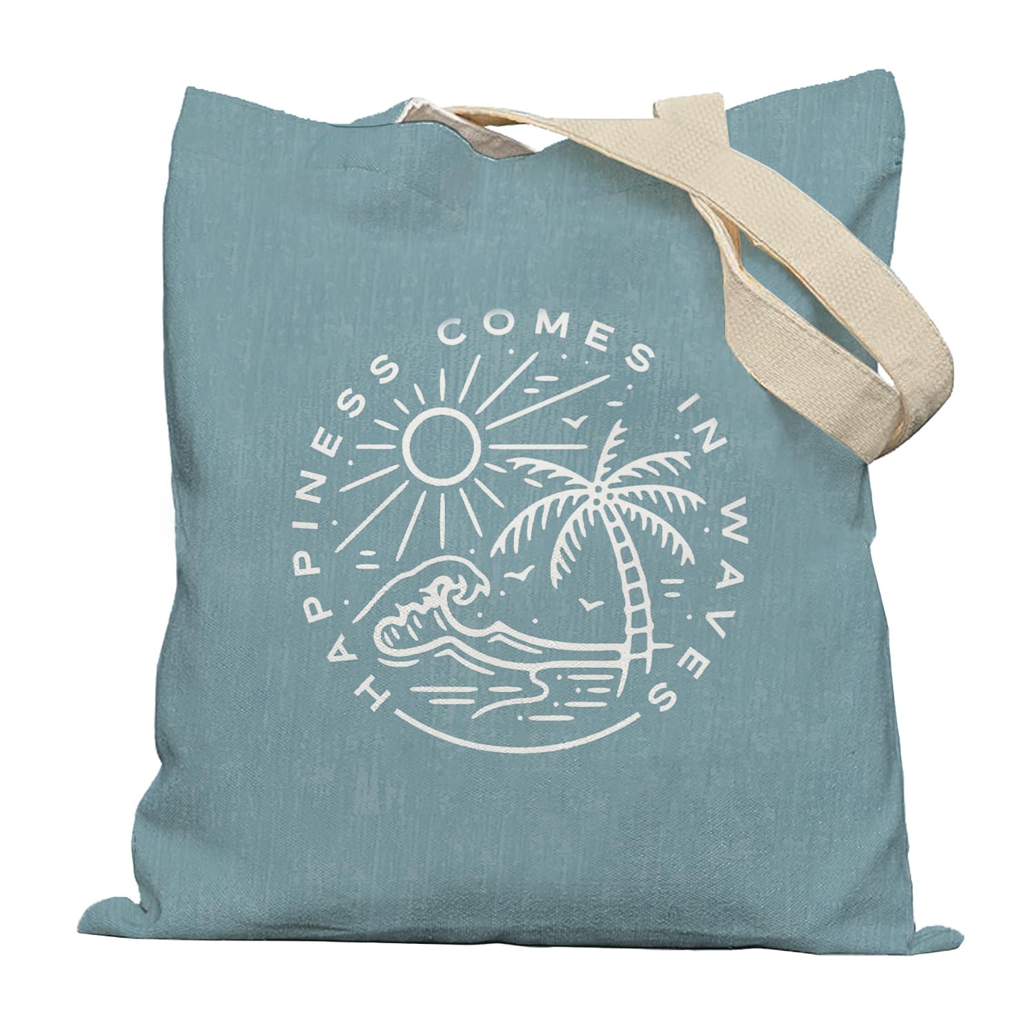 Lacosu Coastal Canvas Tote Bags for Women - Beach Vacation Gifts, Reusable Grocery & Shopping Bags