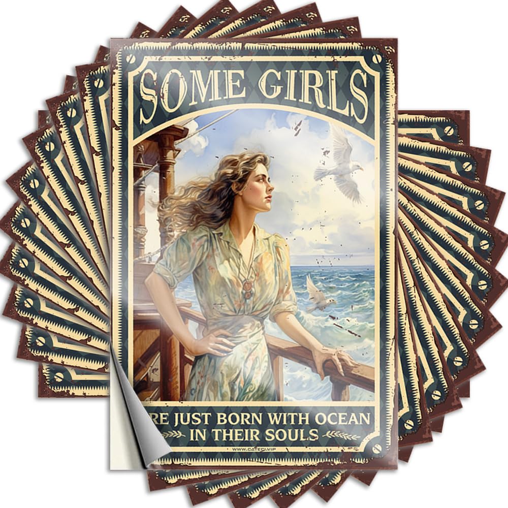 Some Girls are Just Born with The Ocean in Their Souls Saying Haves | Happy Bottle Removable Decal Pack(8X12CM)