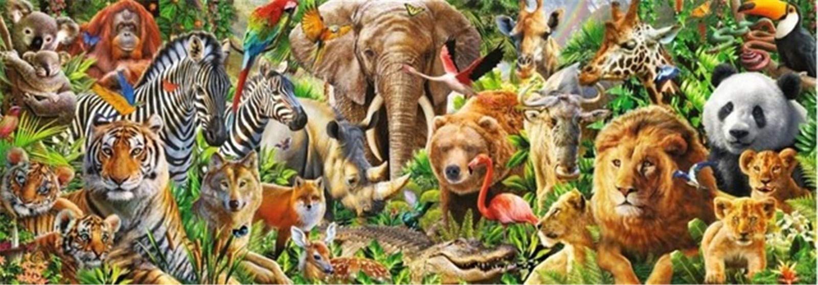 Kit de Peinture Diamant animaux d'Afrique pour créer une fresque murale DIY dans votre salon