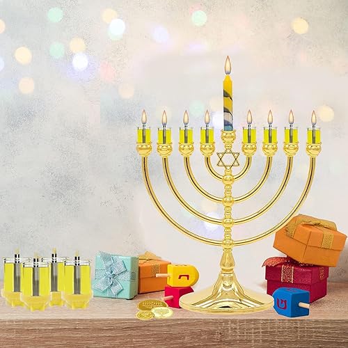 Miniatura 3 de Velas de Hanukkah con copas de vidrio rellenas de aceite de oliva natural, 2.5 horas, 100 por ciento de aceite de oliva prellenado listo para usar