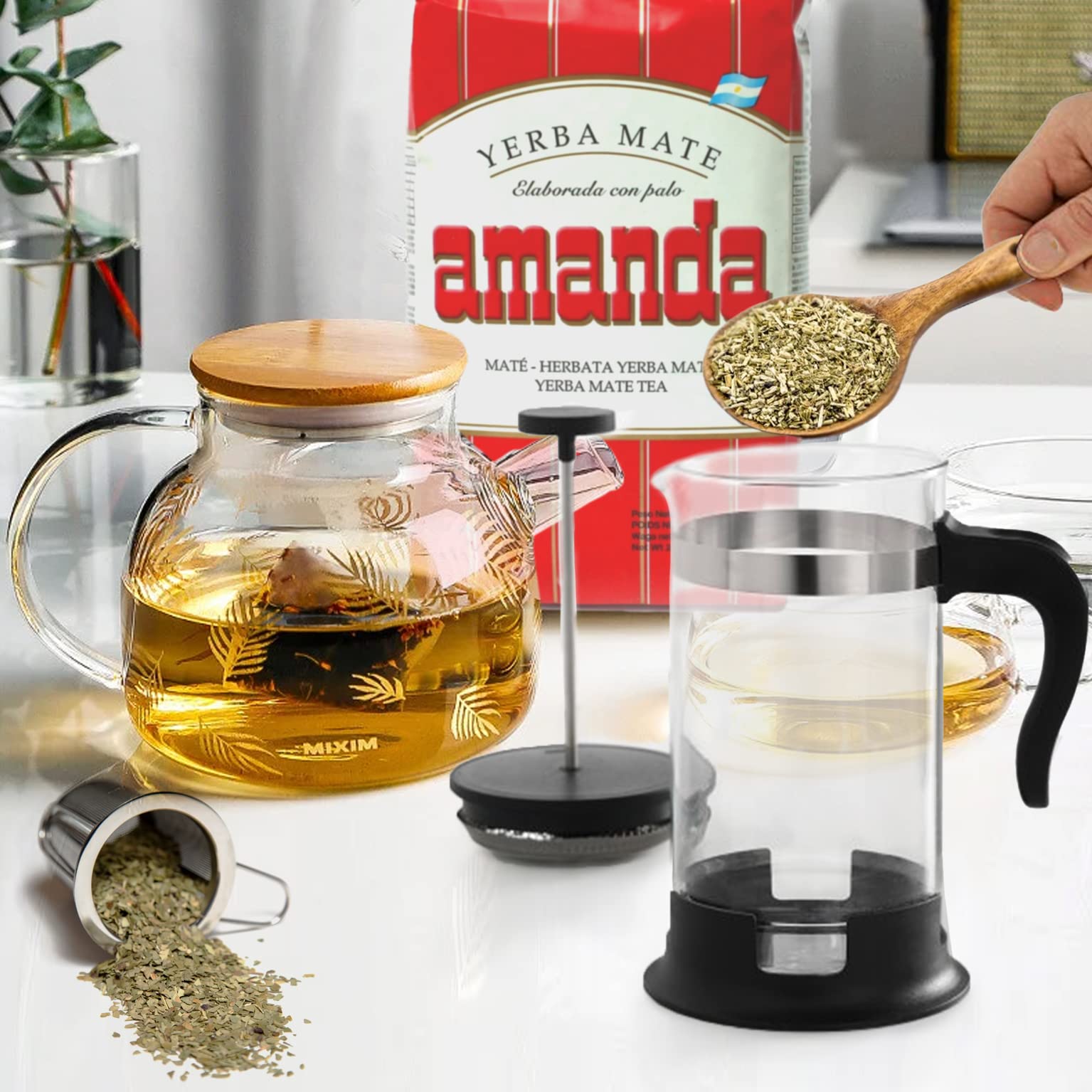 Amanda Yerba Mate Herbata Tradycyjny 3 kg + Próbka (40g) |Bogaty w Witaminy i Przeciwutleniacze | Przyspieszony Metabolizm | Argentyna