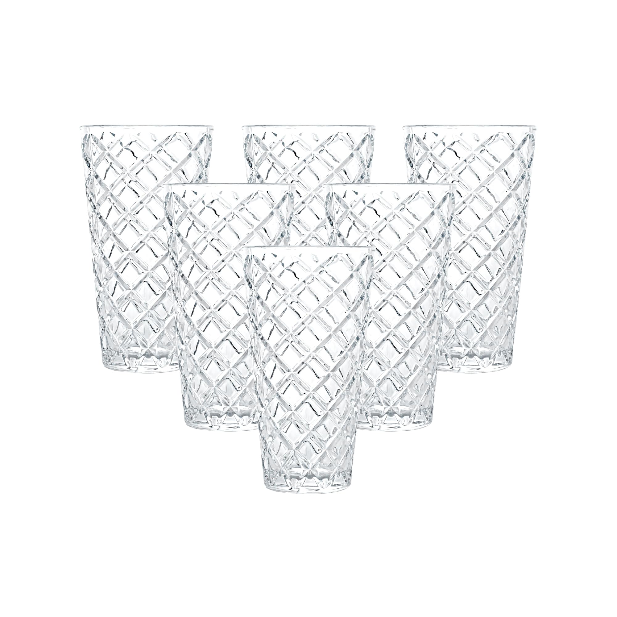Lucente Stylish Rhombus Pattern Drinking Glasses 435ml Set of 6