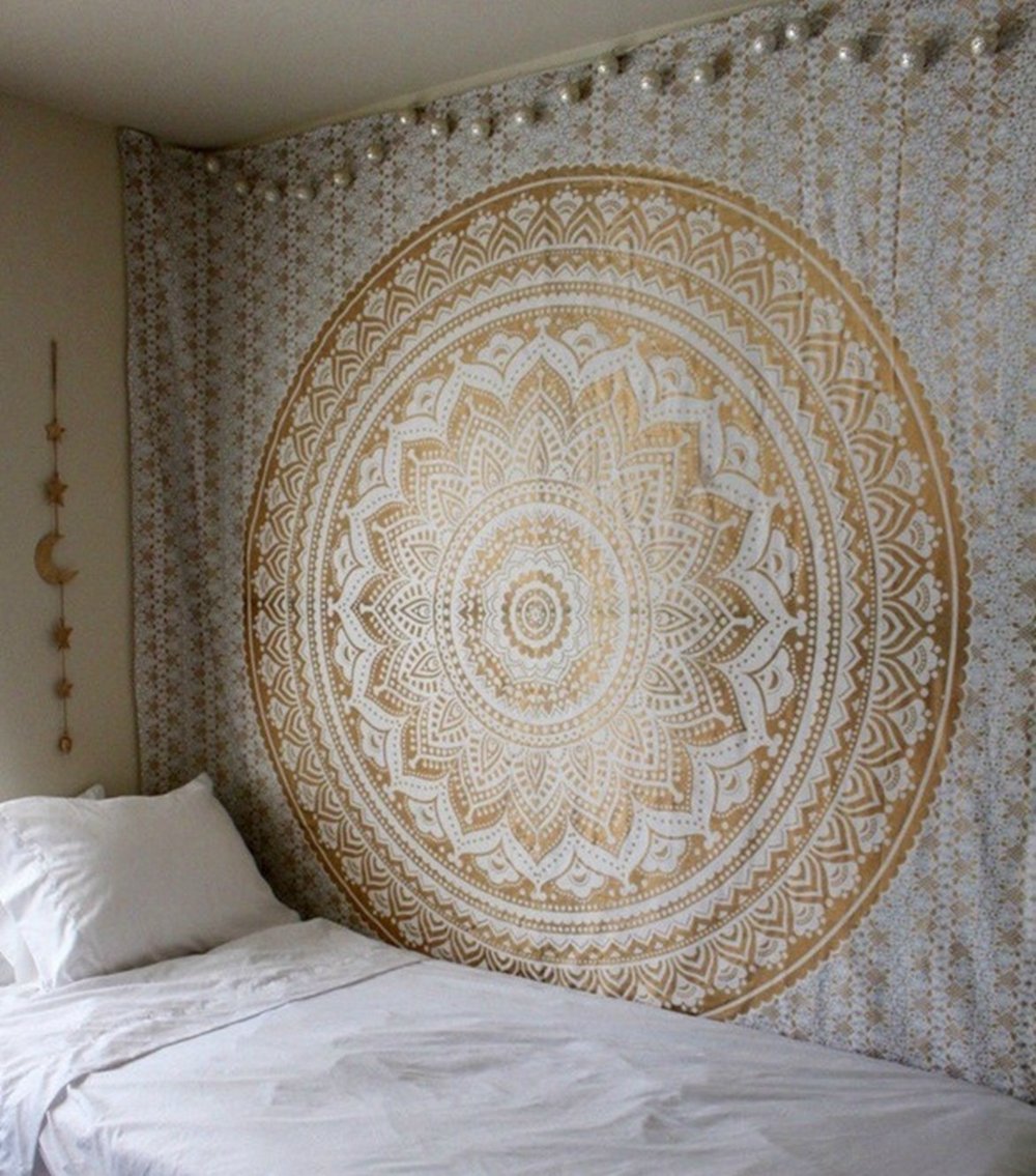 Dadaaa Yellow Mandala Tapestry,Wall Hanging Dorm Decor Hippie Indian Beach Throw Wall Art Boho Bohemian Decor (, 150X200cm)