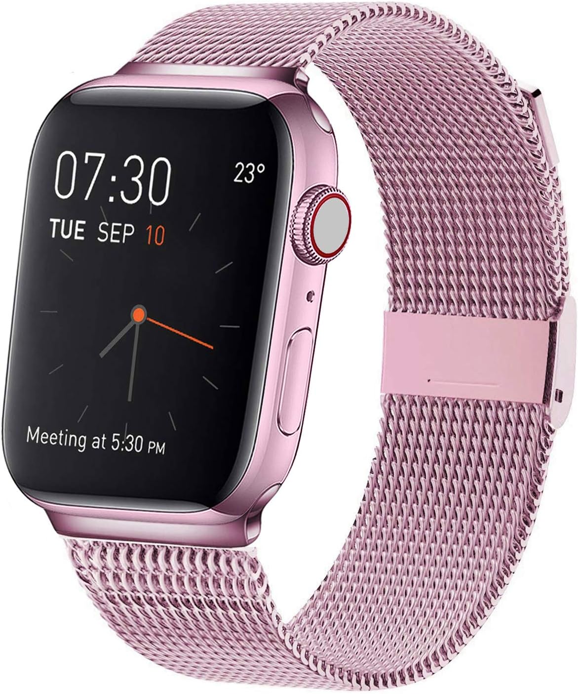 MCORS Compatible with Apple Watch Band 44mm 42mm,Stainless Steel Mesh Metal Loop with Adjustable Closure Replacement Bands for Iwatch Series 5 4 3 2 1 Rose Gold