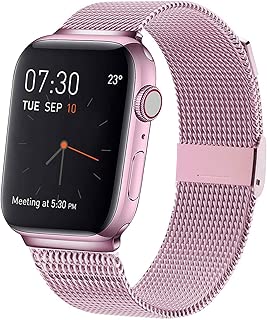 MCORS Compatible with Apple Watch Band 38mm 40mm,Stainless Steel Mesh Metal Loop with Adjustable Magnetic Closure Replacement Bands Compatible with Iwatch Series 5 4 3 2 1 Rose Gold - coolthings.us