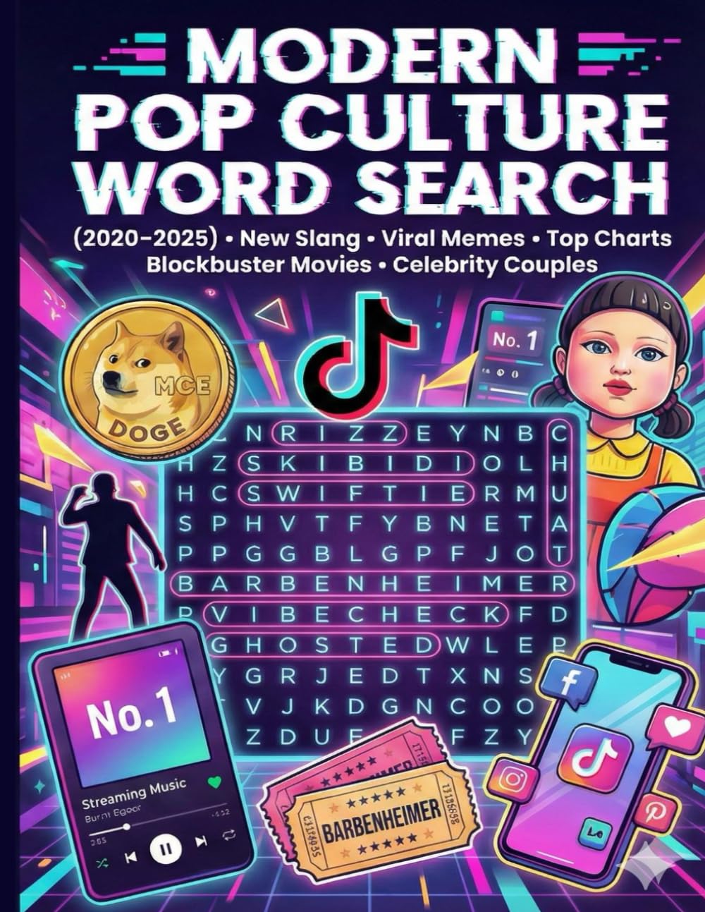 Word Search for the Pop Culture Junkie: 100 Large Print Puzzles: Viral Trends, Gen Z Slang, Hit Movies & Celebrity Gossip (2020-2025) – Fun Brain Games