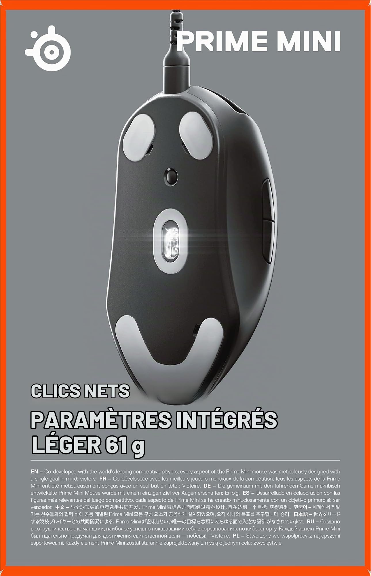 SteelSeries Prime Mini -USB Souris de jeu Esports Performance - Interrupteurs optiques magnétiques - Facteur de Forme Mini, noir