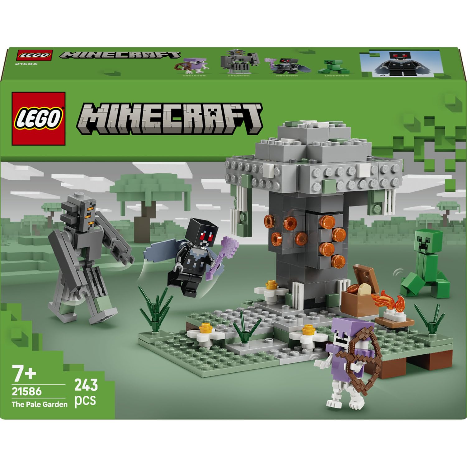 LEGO Minecraft The Pale Garden 21586 | Toys for 7+ Year Old Boys & Girls, Miniature Biome, Creaking & Mothman Figures, Creeper & Skeleton, Gaming Gift, 243 Pieces