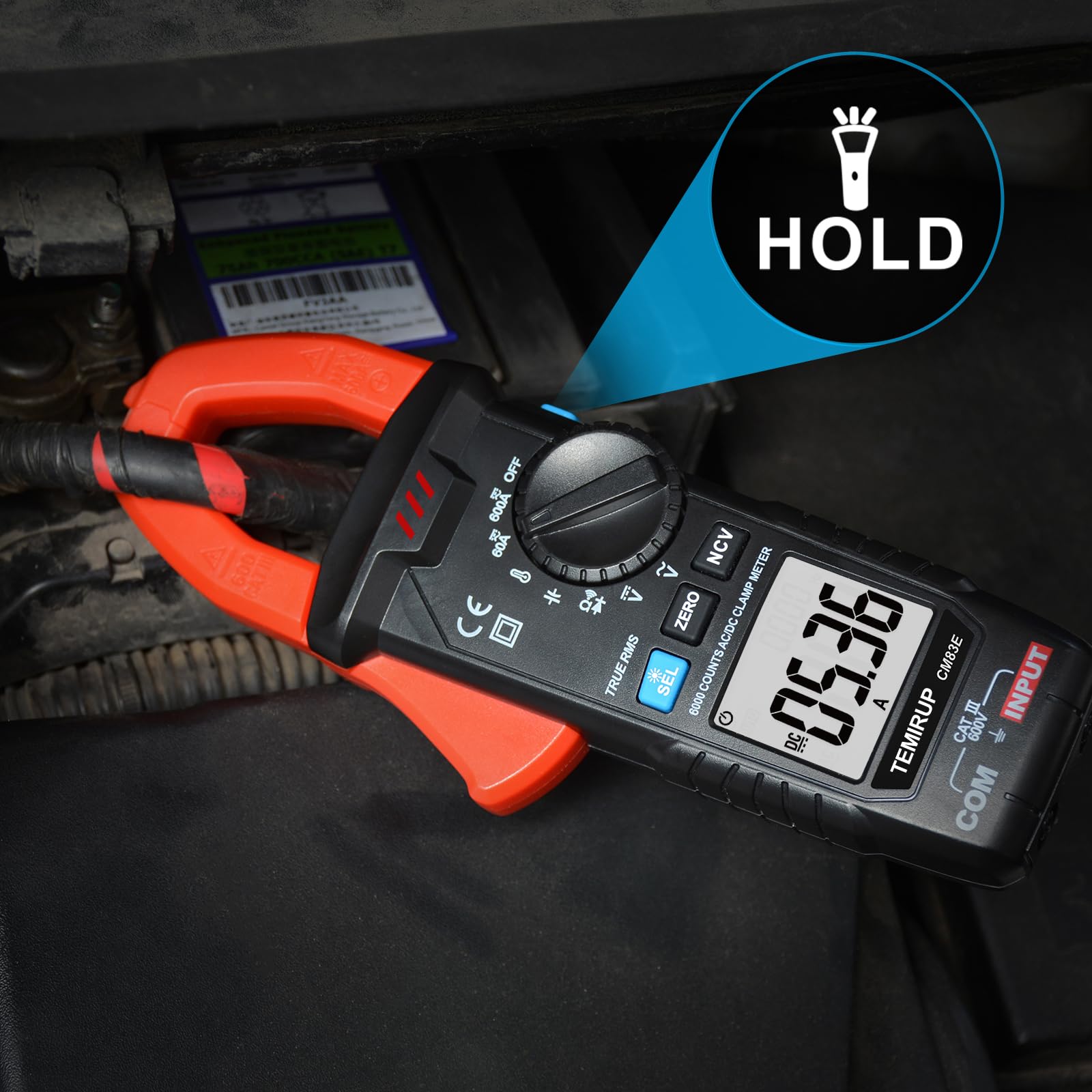 Digital Clamp Meter Multimeter, TRMS 6000 Counts 600A Current Amp Volt Meter, Auto-Ranging Voltage Tester Measures AC DC Current Voltage Resistance Capacitance Temperature Diodes Continuity NCV — Amazon image 6